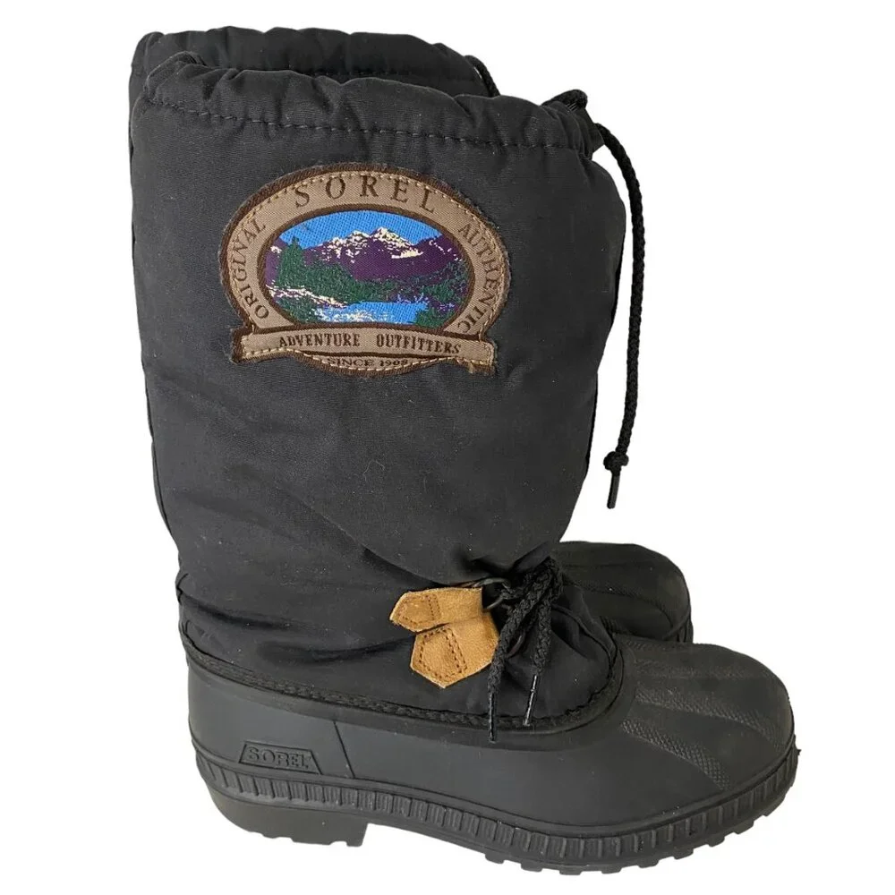 Sorel Adventure Outfitters Black Winter Snow Boots Women Size 6 Canada Insulated
